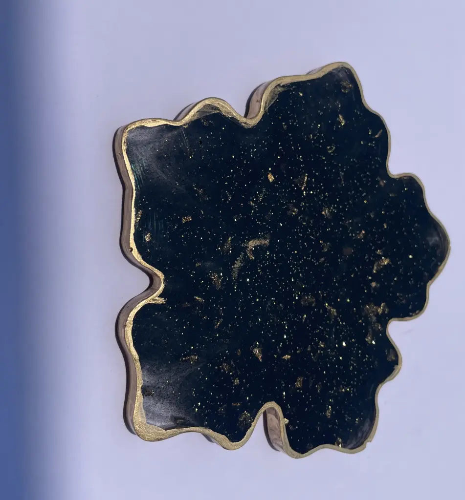 Black coaster with gold sparkles Coaster -GMC016
