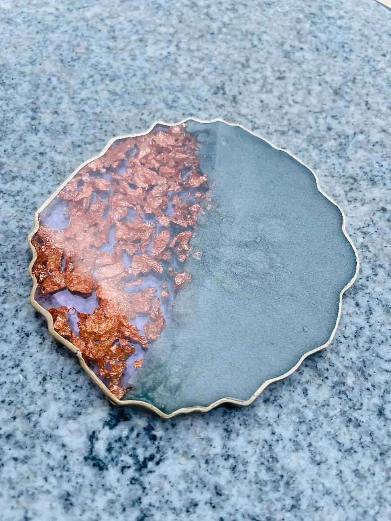 Grey and Gold flakes Coaster -GMC011