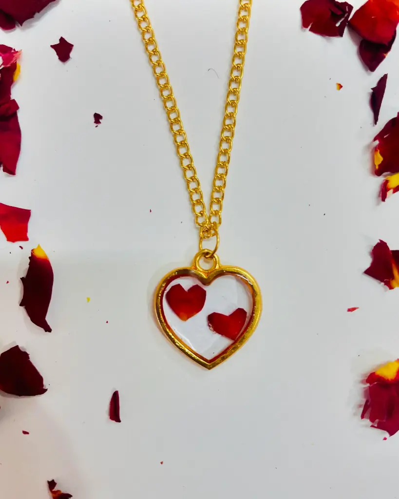 Gold framed rose locket -GML002