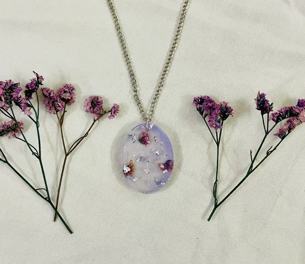  Purple with flowers Locket-GML009