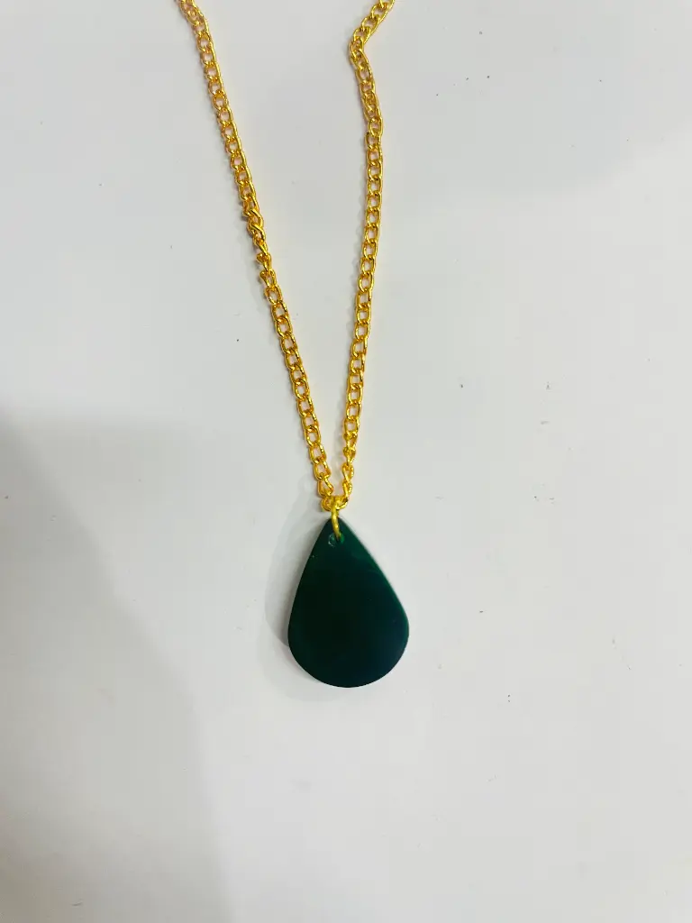 Dark green tear drop Locket -GML057
