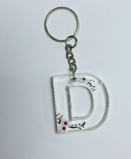 Letter 'D' with flowers Keychain -GMK018