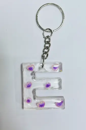 Letter 'E' with flowers Keychain -GMK019