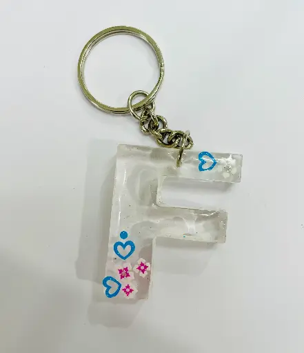 Letter 'F' with hearts Keychain -GMK020