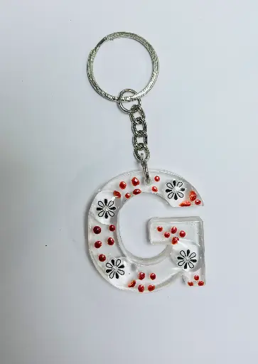 Letter 'G' with flowers Keychain -GMK021