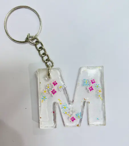 Letter 'M' with flower Keychain -GMK027