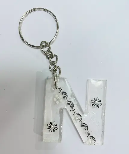  Letter 'N' with design Keychain 8-GMK028