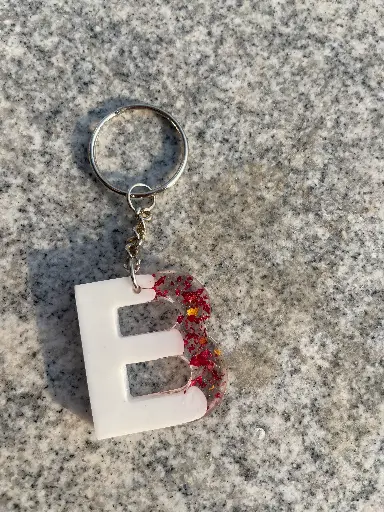 Letter 'B' in white and red Keychain -GMK051