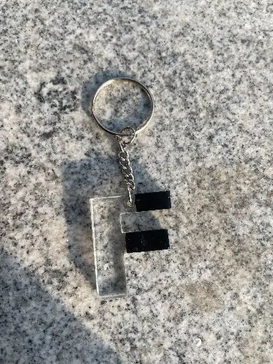 Letter 'F' half black Keychain -GMK058
