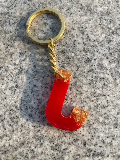 Letter 'J' in red and gold Keychain -GMK063