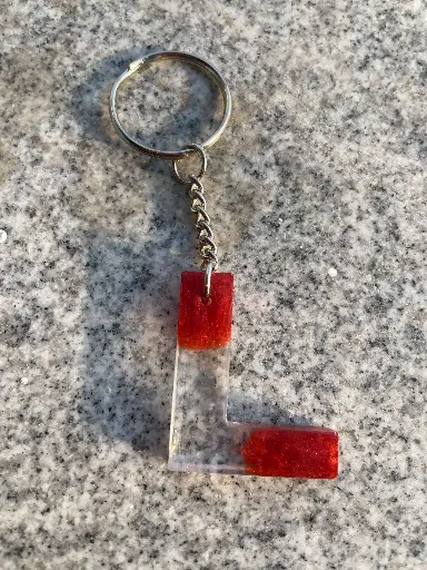 Letter 'L' in half red Keychain-GMK068