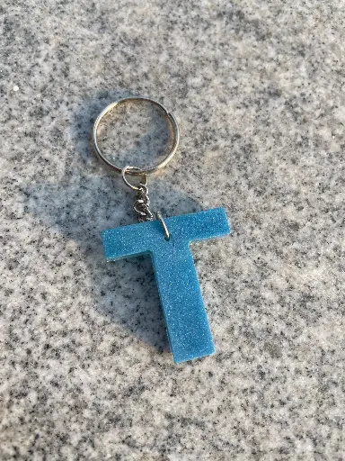 Letter 'T' in light blue Keychain -GMK080