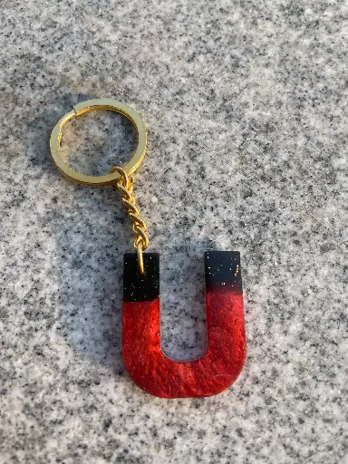 Letter 'U' in red and black Keychain -GMK081