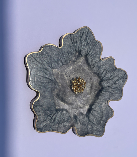 Grey flower Coaster -GMC009