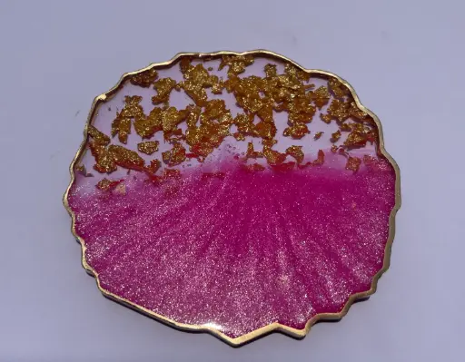 Pink with gold flakes Coaster -GMC021