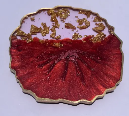 Red with gold flakes Coaster -GMC023