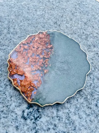 Grey and Gold flakes Coaster -GMC011