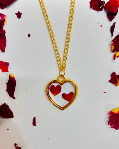 Gold framed rose locket -GML002