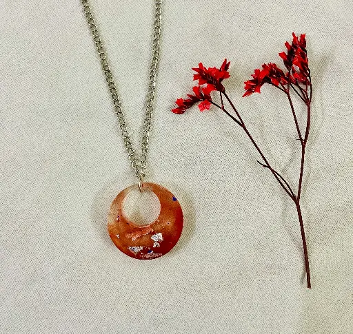 Half moon orange Locket- GML006