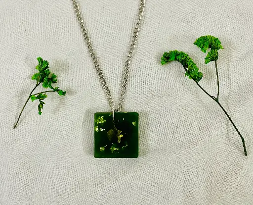 Green and Silver Square Locket -GML007