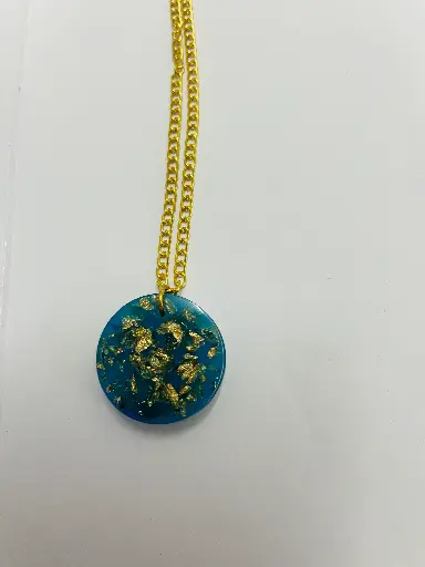 A green with gold flakes Locket -GML034