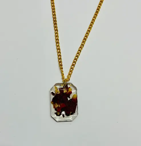Rose petals with gold flakes Locket -GML039