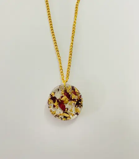 Flower petals and flakes circular Locket -GML040