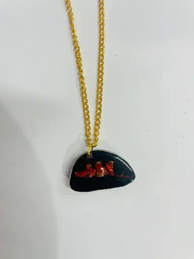 Red with gold flower Locket -GML058